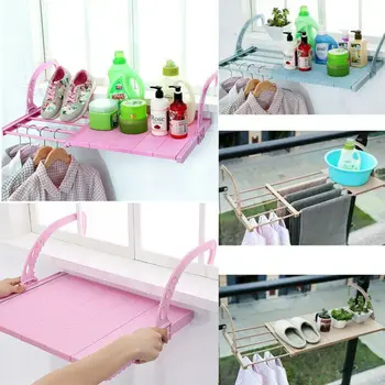 

Multi-function Adjustable Home Balcony Hanging Shelf Clothes Shoes Drying Racks
