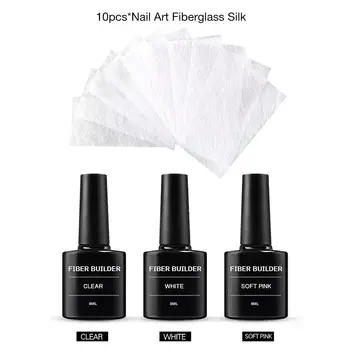 

10PCS Non-woven Fiberglass UV Builder Gel Bace&Top Coat Repairing Broken Nails Glass Fiber Glossy Professional Nail Art Set 30P