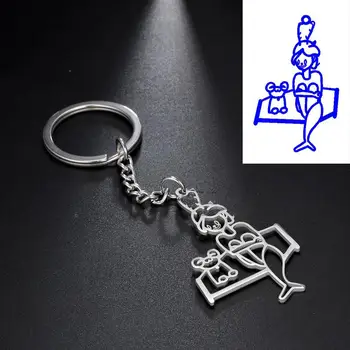 

Sipuris Customized Children's Drawing Key Chain Stainless Steel Kid's Art Child Artwork Personalized Keychain Custom Keyring