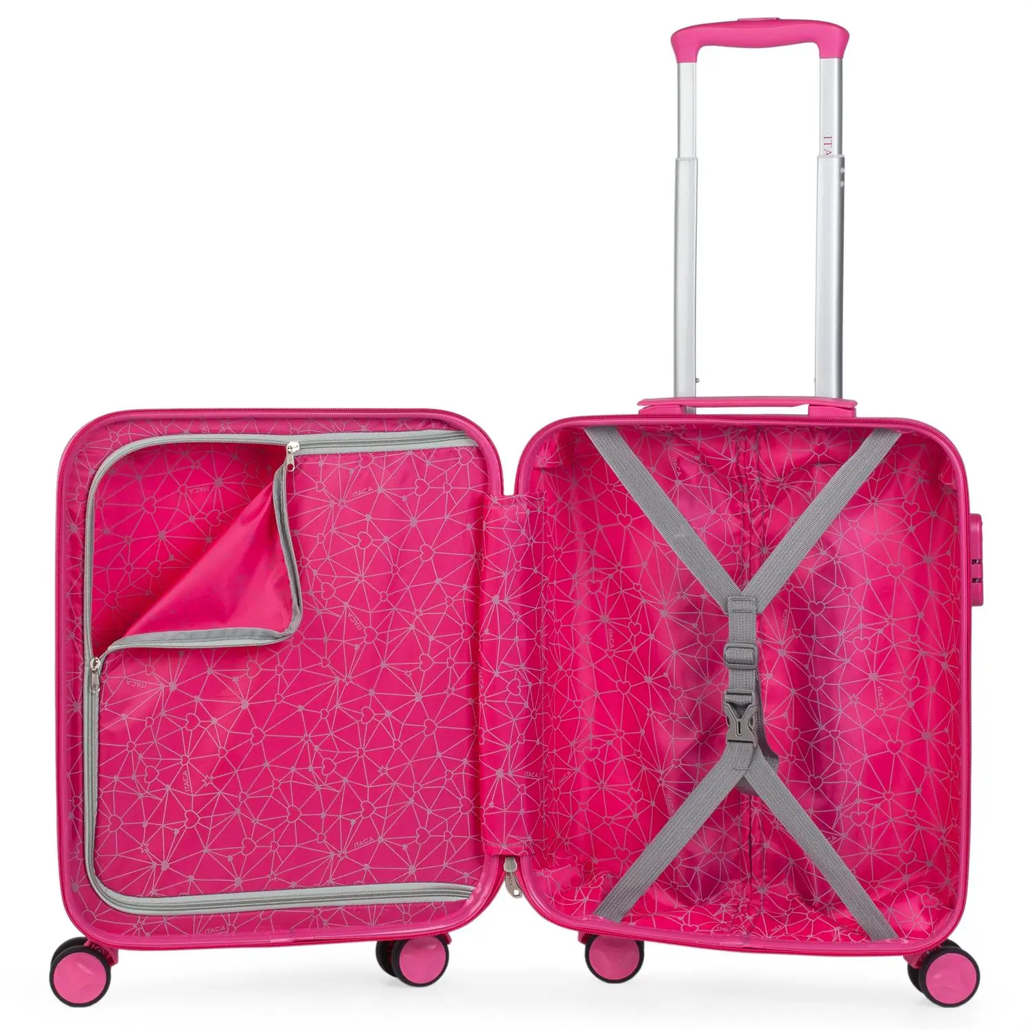 Набор детских чемоданы путешествия 4 колеса тележки. Поликарбонатный принт со звездами. 2 размера: Peq