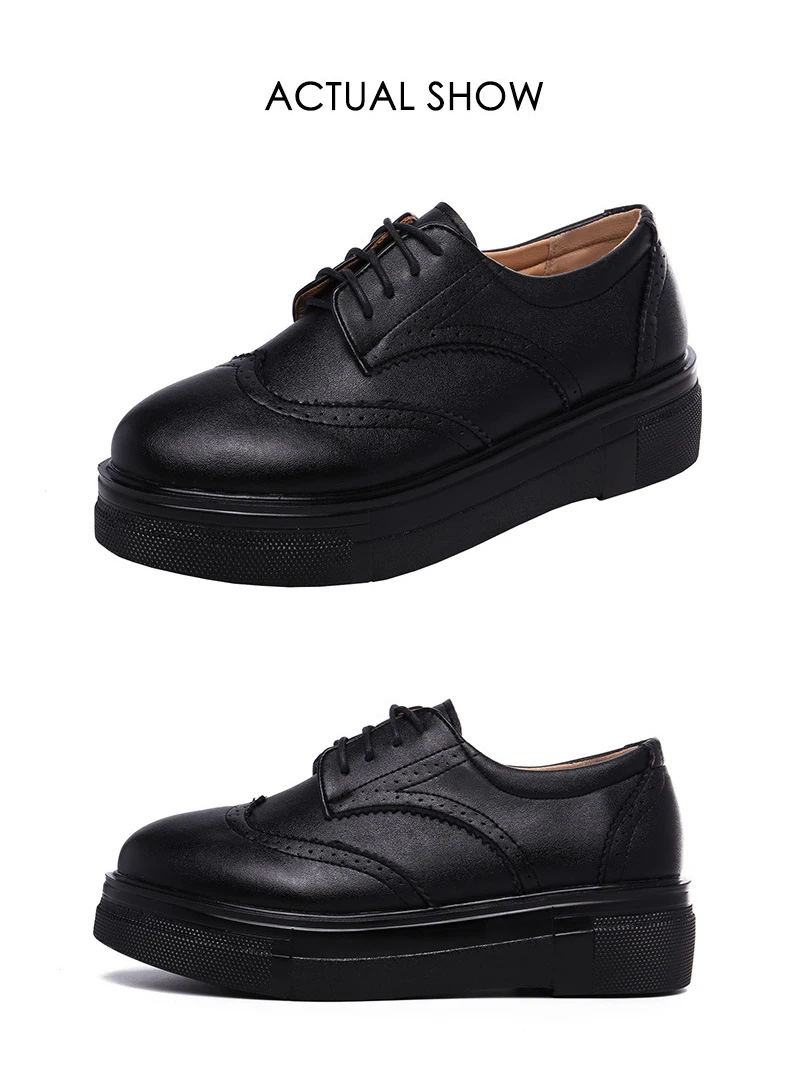 British Style Patent Leather Oxford Shoes For Woman Carved Soft Bottom Flat Platform Women's Brogues Shoes Size 33-43 Creepers (32)