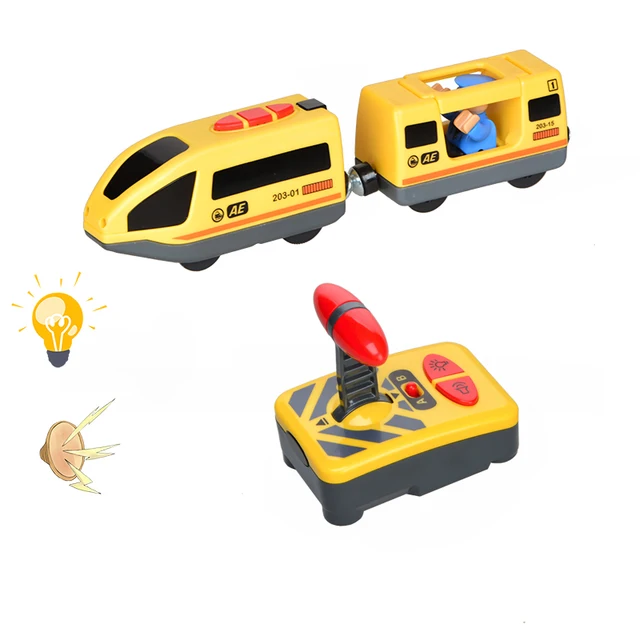 Remote Control Electric Train Toy Set Wooden Railway Accessories Fit For Wooden Train Track Kids ToysGreen