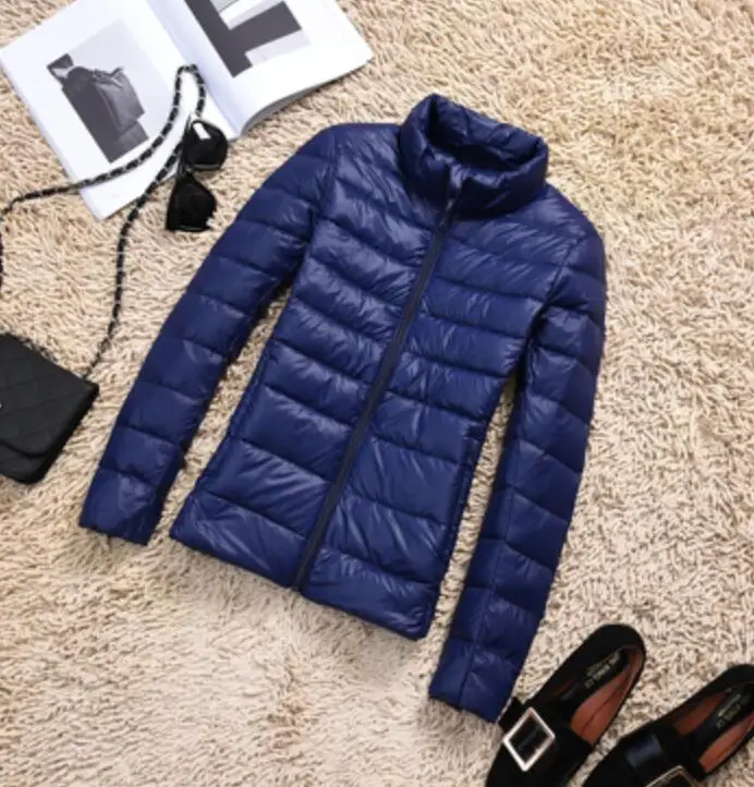 Navy blue Новинка, повседневный 90%, ультра-светильник, пуховик на белом утином пуху, женское осенне-зимнее теплое пальто, женские куртки размера плюс, Женская парка с капюшоном - Цвет: Navy blue