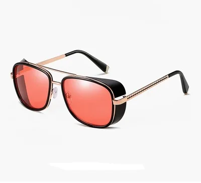 Edith Mirror Sunglasses Iron Man Square Steampunk Men Women Custom Logo Punk Glasses