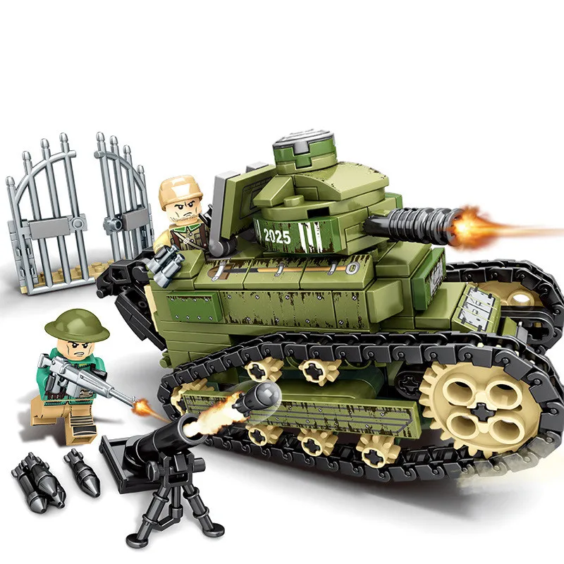 

SEMBO Block Empires Of Steel Series Military Renault FT-17 Tank Building Blocks Model Figure set Bricks toys for Children gift