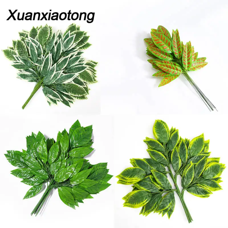 Xuanxiaoong 12 шт./компл. искусственные растения с зелеными листьями манго ветки дерева