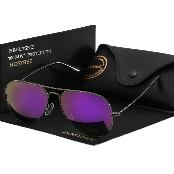 black purple Металлическая оправа, стеклянные линзы, авиационный бренд, унисекс, для женщин, мужчин, солнцезащитные очки, es дизайн, забанены, мужские зеркальные gafas, винтажные мужские солнцезащитные очки, es - Цвет линз: black purple