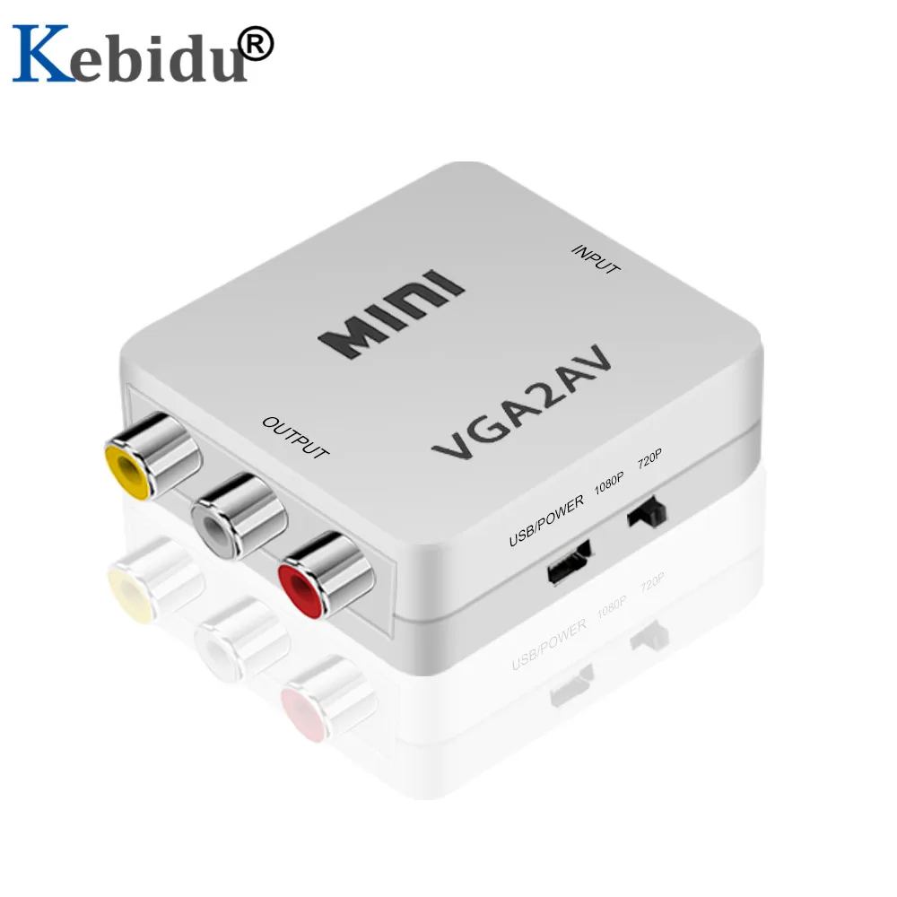 Kebidu мини Графический видеоадаптер для видеосигнала конвертер RCA HD 1080P VGA2AV видео конвертер с 3,5 мм аудио на ПК преобразователь ТВЧ-сигналов