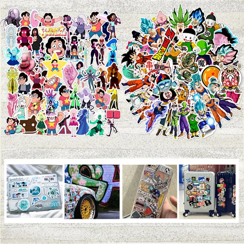 

50pcs Japan Cartoon Steven Universe&Anime Dragon Ball Fun Stickers For Laptop Suitcase Home Decor Car Waterproof Decal Toys