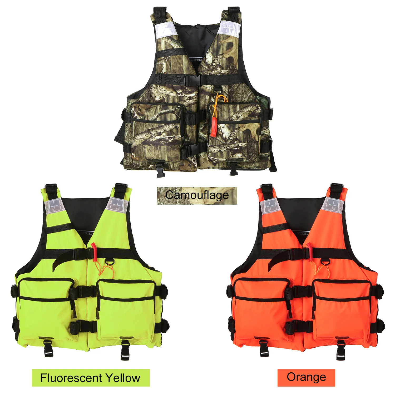 ​Outdoor Sport Fishing Life Vest Rescue Warning Fishing Life Jacket With Whistle For Water Sport Swimming Sailing Kayaking