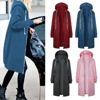 

Women Hoodies Sweatshirt Winter Autumn Warm Sweatshirts Zipper Open Up Long Hoodies Tops Outwear Plus Size Tracksuit Outwear