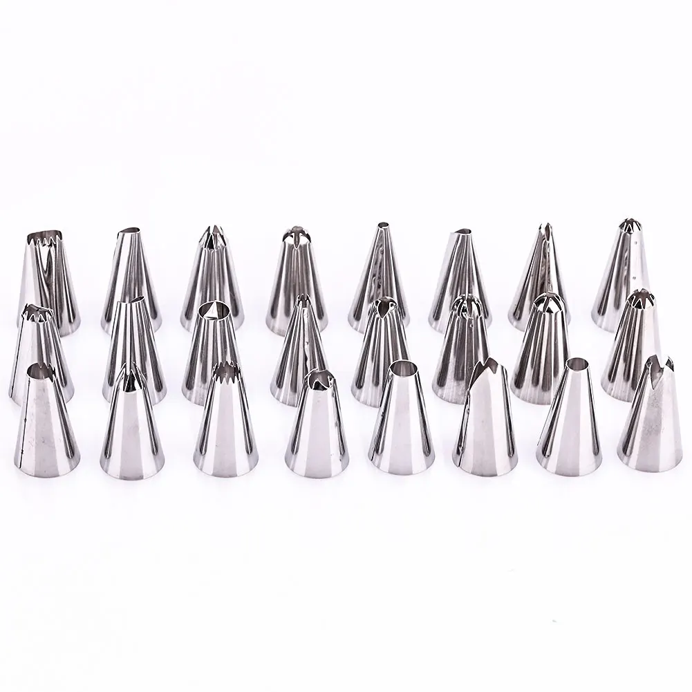 Mounting Patterns Cake 24PCS 24Pcs/Set Pastry Stainless Steel Cake*Nozzle Fondant Decorating Tools Nails Silver Converter