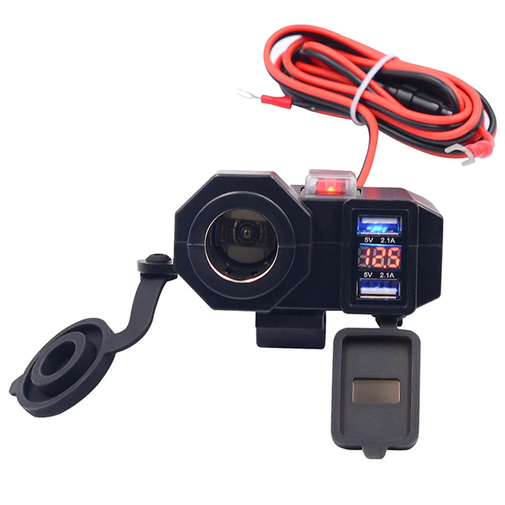Waterproof Motorcycle Dual USB Charger Universal 12V Phone Cigarette Lighter Socket LED Voltmeter Motorbike Accessories Dropship