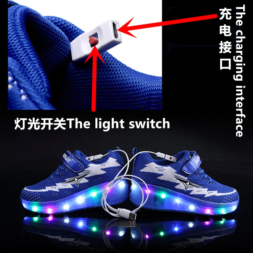Heelys USB зарядка светодиодный светильник кроссовки с двумя колесами для мальчиков