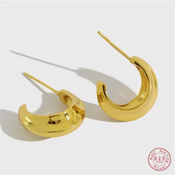 925 Sterling Silver Korean Version Glossy Three-dimensional Moon Earrings Women Fashion Wedding Party Jewelry Friendship Gift