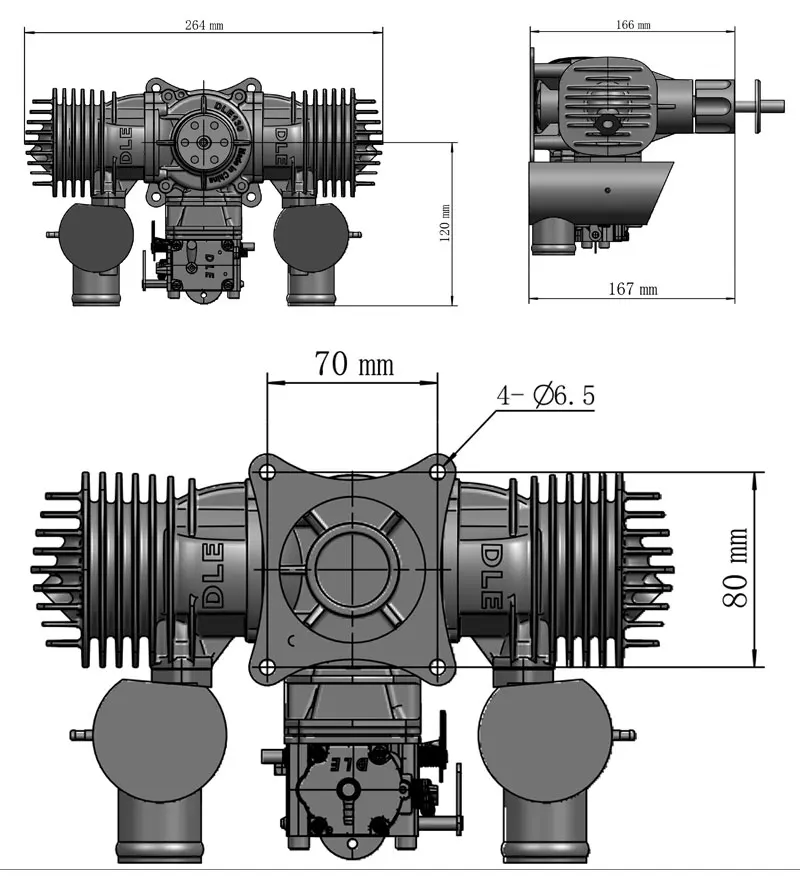 DLE130 RC модель бензиновый двигатель 130CC двухцилиндровый двухтактный ручной запуск воздушного охлаждения