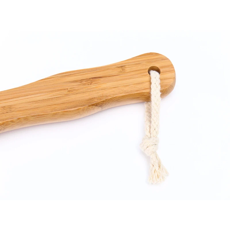 40cm 2-in-1 Double Sided Natural Bristle Bamboo Long Handled Bath Shower Back Spa Massage Dry Skin Body Tool