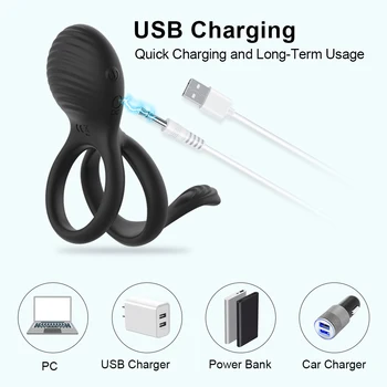 Vibrating Cock Rings Clitoris Stimulation Vibrator Sex Toys for Couples Men Male Delay Ejaculation Penis Ring Erotic Masturbator 6