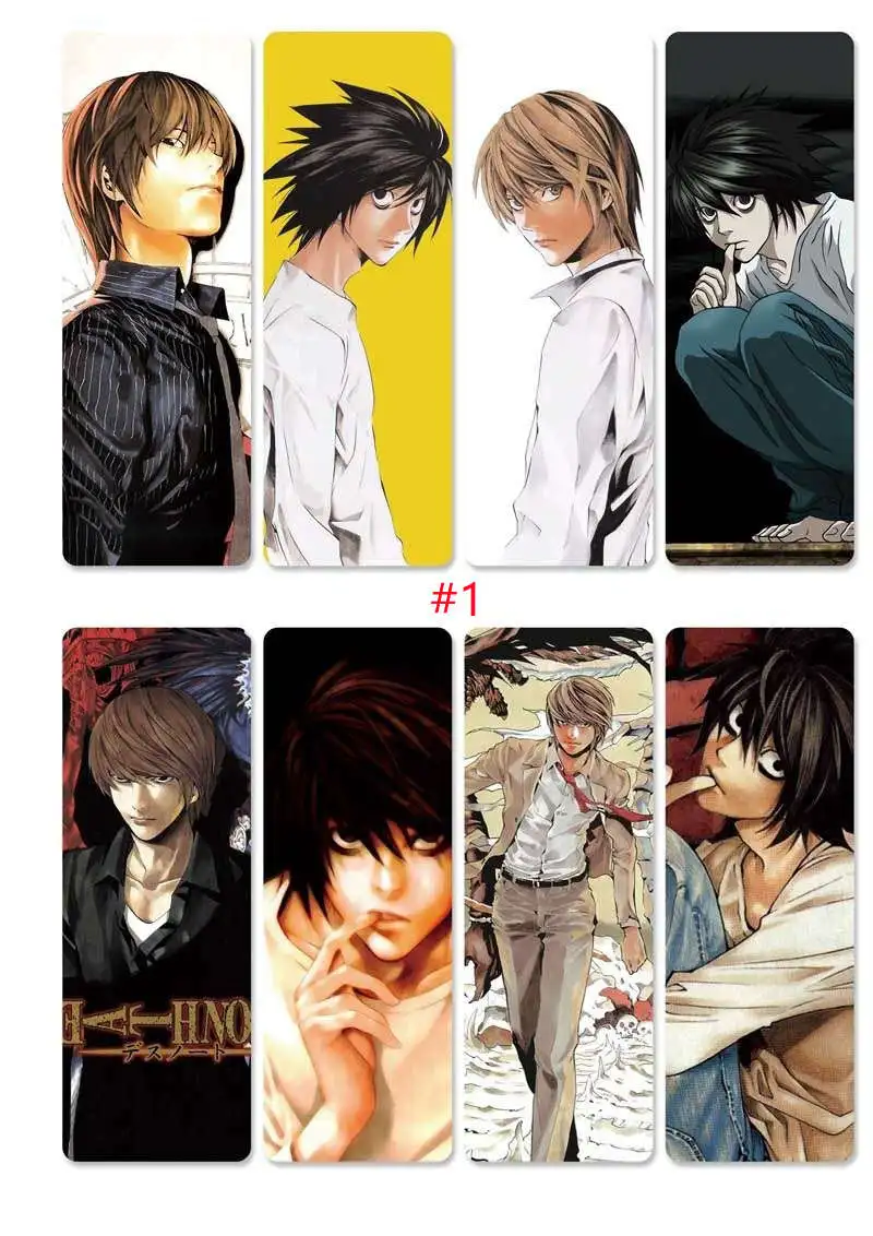 8 шт./компл. Аниме ПВХ закладки с принтом тетрадь смерти L.Lawliet YagamiLight Ryuuku |