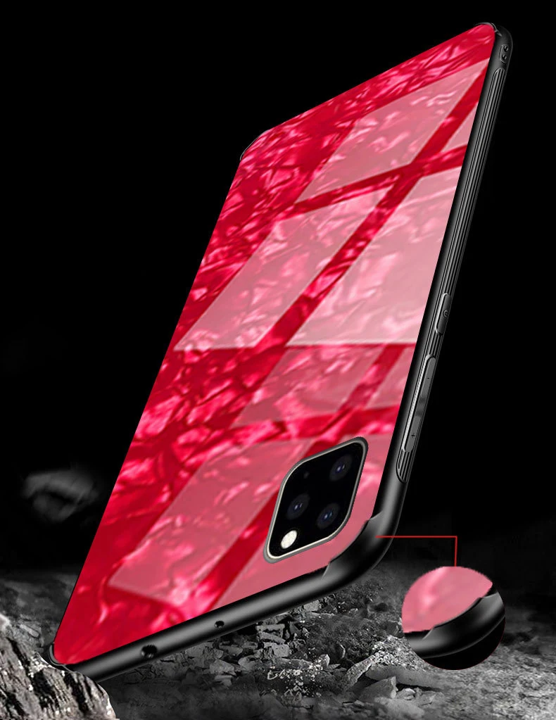 500 шт роскошный блестящий чехол из закаленного стекла TPU для iPhone 11 Pro Max XS XR X 8 7 6 6S Plus Ударопрочный Мягкий чехол