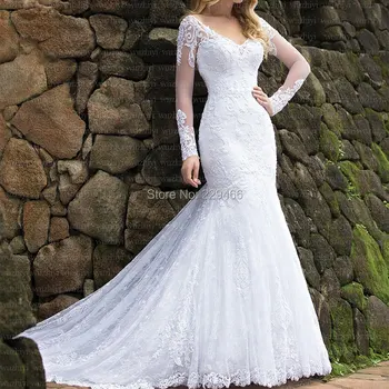 ASEGURAR RÁPIDO ❤️ Vestido de novia de sirena, elegante vestido de novia con Espalda descubierta, de encaje, con tren de capilla, personalizado - discount item 45% OFF Bodas y eventos