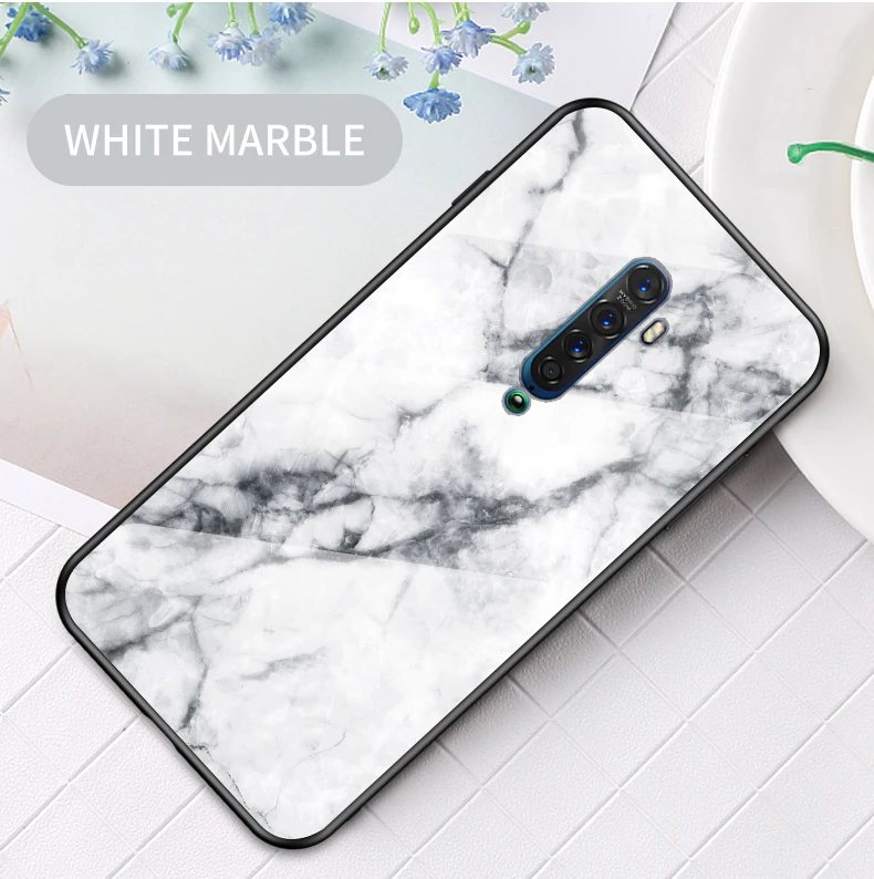 Auroras для OPPO Reno 2 Чехол из закаленного стекла мягкая силиконовая рамка чехол с мраморным принтом для Reno 2F 2Z чехол