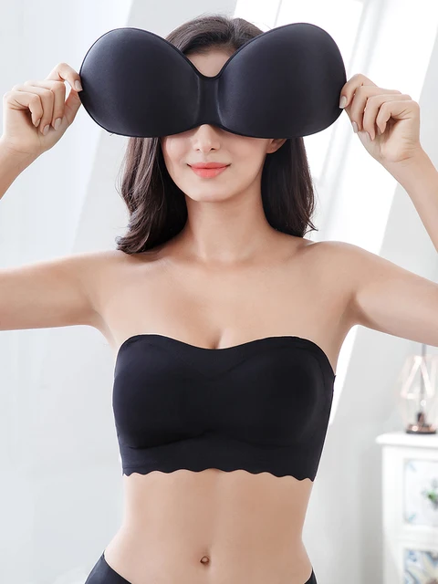 Xianqifen strapless sexy lingerie tube top bh bras for women plus size  thinpadded bralette brassiere girl seamless wireless SML