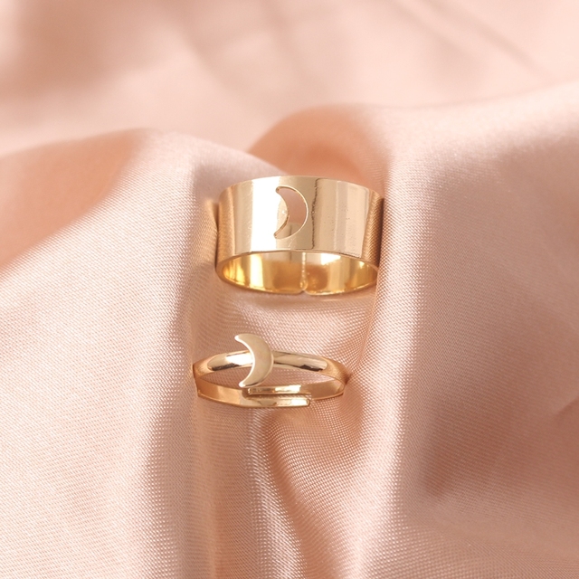 Lover Star Moon Aircraft Cherry Dinosaur Butterfly Rings for Women Men Couple Open Ring Set Engagement Wedding Jewelry