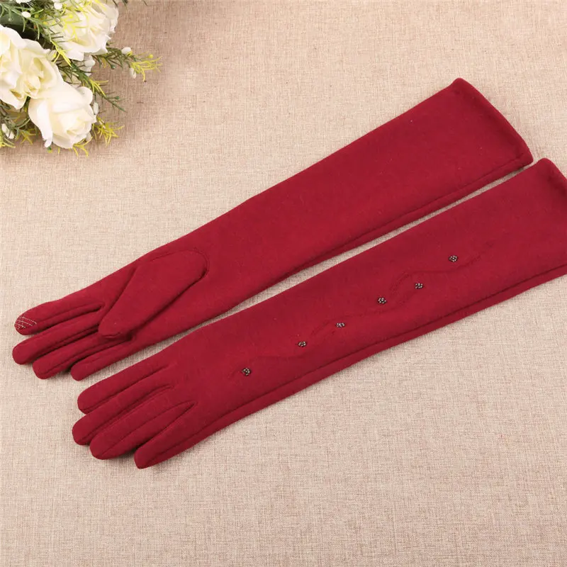 BL023N1 Dark Red Осень зима новые женские перчатки средней и длинной секции закрученный бархат палец сенсорный рукав теплые женские BL024N1 - Цвет: BL023N1 Dark Red