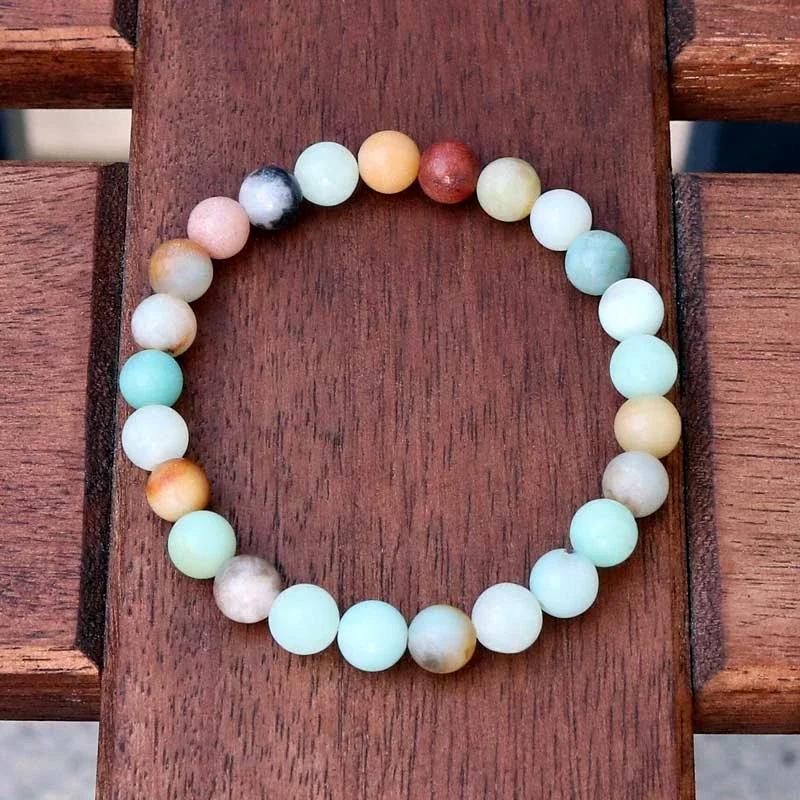 Natural Stone Bead Amazonite Bracelet Mala Beads Pulsera Fashion Reiki Jewelry for Men Women Accessories Drop Shipping