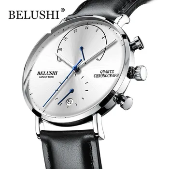 

BELUSHI Men Quartz Watch Ultra Thin Wristwatch For Men's Business Watches 12/24hours Sports Chronograph Calendar Clock Gift 2020