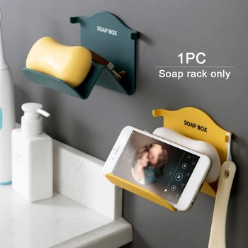 

Easy Install Bathroom No Drilling Wall Mounted Toilet For Shower Tub Practical Kitchen Sink Removable Soap Dish Storage Holder