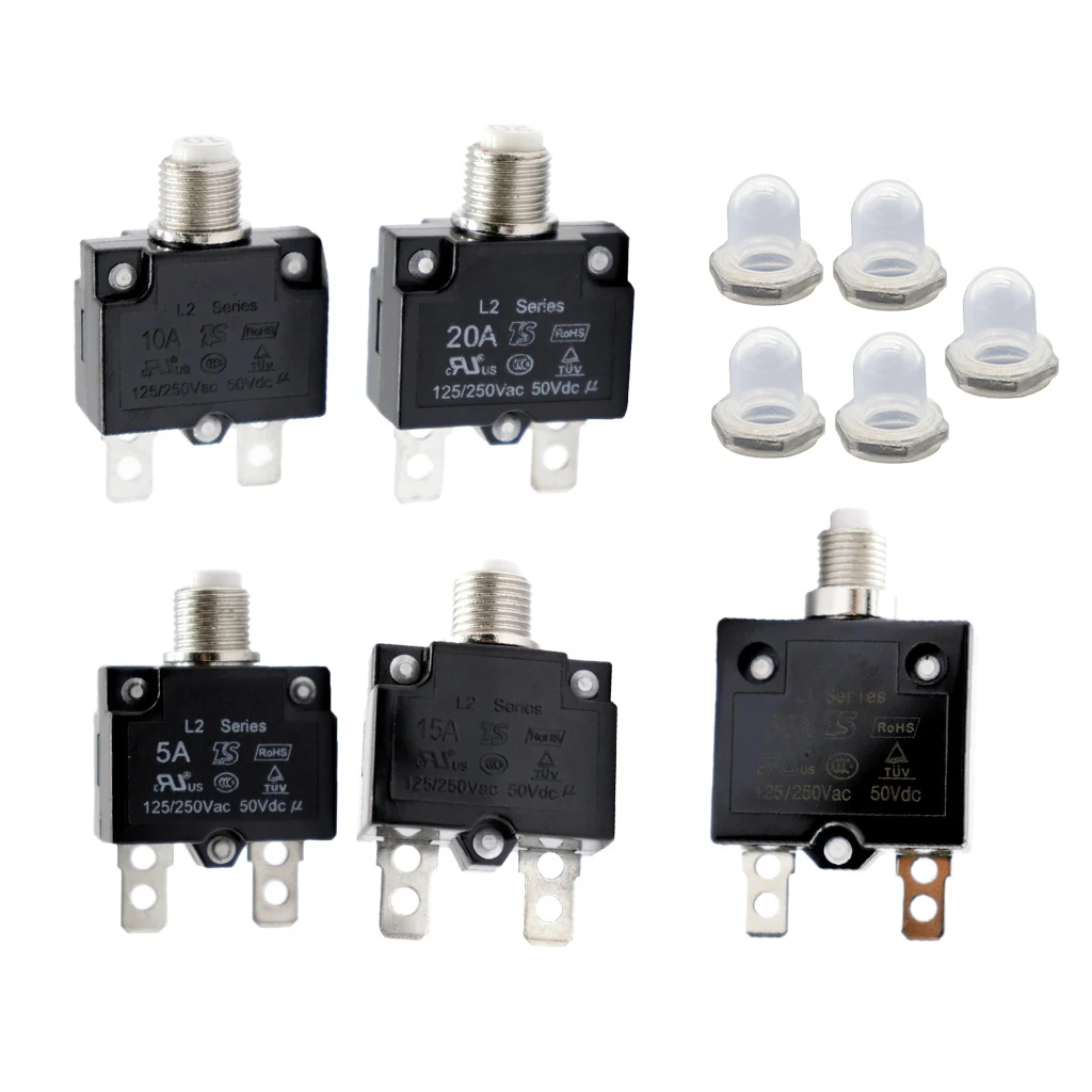 5AMP Push Button Manual Reset Thermal Circuit Breaker Overload Switch