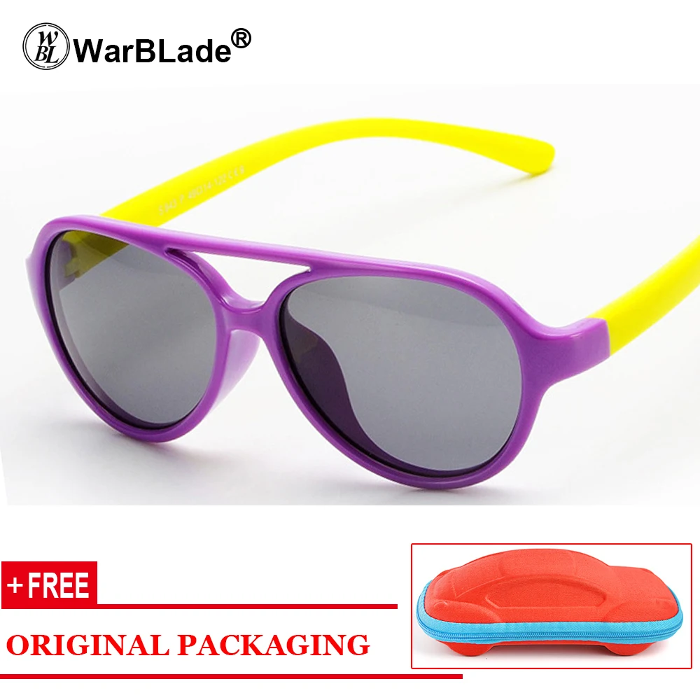 WarBLad/Модные Детские поляризованные солнцезащитные очки UV400 для мальчиков и девочек, детские очки с гибкой оправой, защитные очки, солнцезащитные очки - Цвет линз: purple yellow