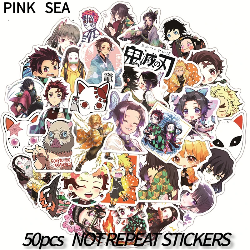 10/30/50Pcs/set Demon Slayer Cartoon Q Version Anime Graffiti Stickers For Skateboard Laptop Case Suitcases Kids Luggage Helmet