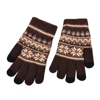 

Men's Fashion Winter Warm Floral Thick Touch Screen Knitted Stretch Glovess