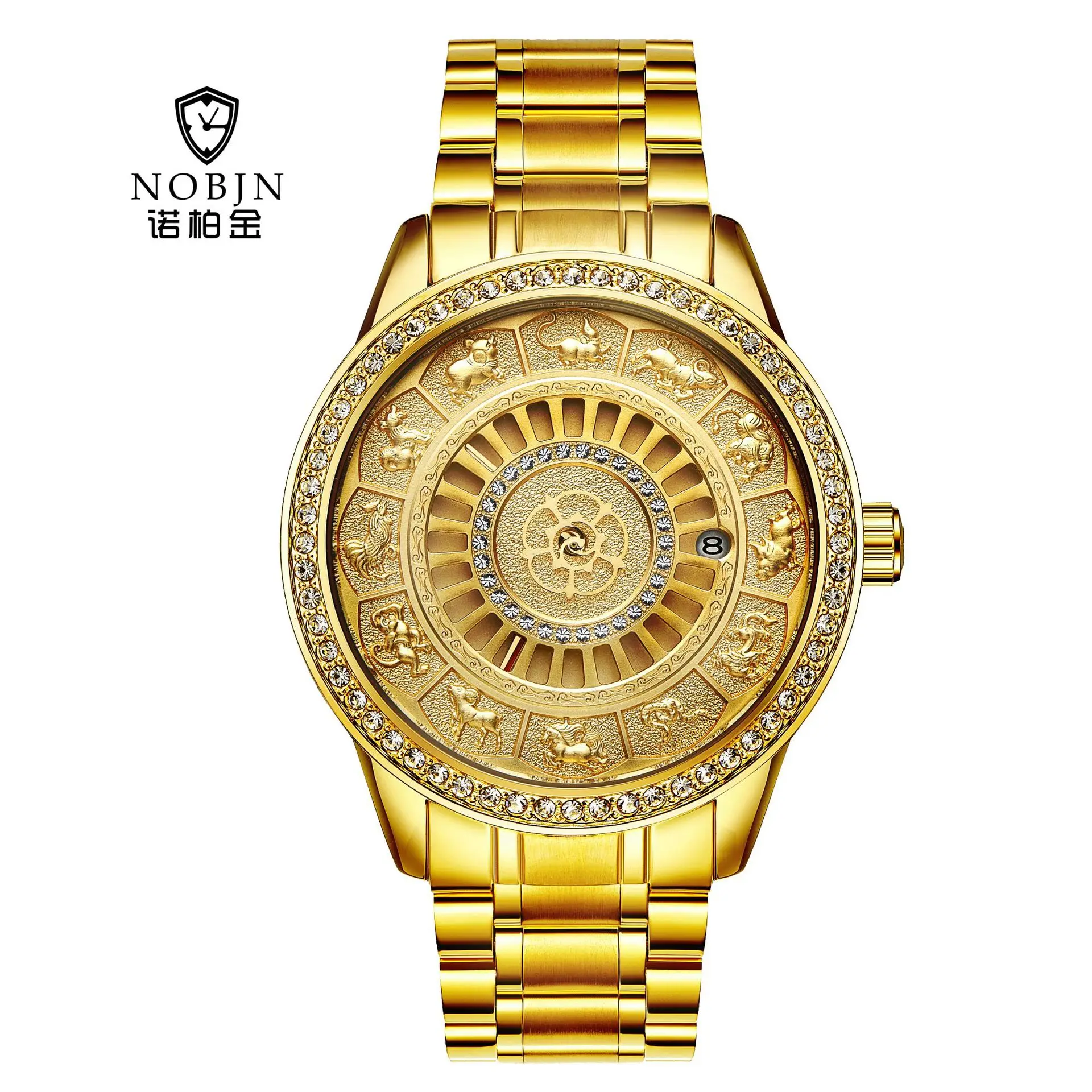 

Luxury Gold Zodiac Mens Mechanical Watches Automatic Watch Wristwatch for men Waterproof Date Calendar Relogio Masculino Nobjn