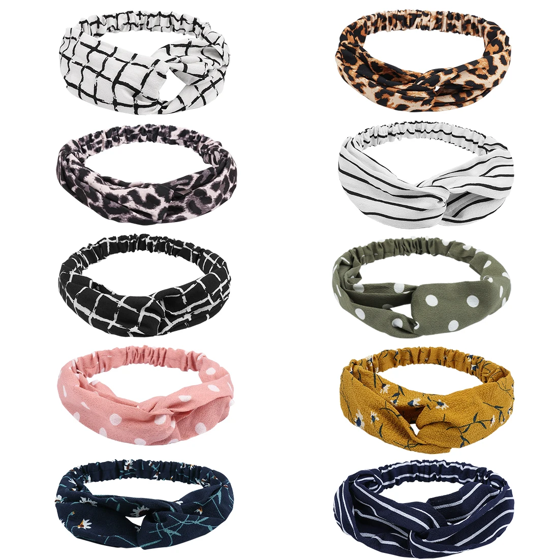 

Headbands for Women, 10 Pcs Boho Turban Headbands for Women Fashion Hairbands Hippie Headband Workout Headbands for Women