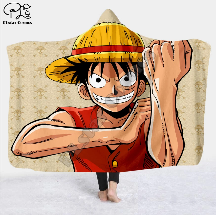 

Anime One Piece Cartoon Paintings Blanket Hooded Blanket 3D full print Wearable Blanket Adults men women Blanket style-3