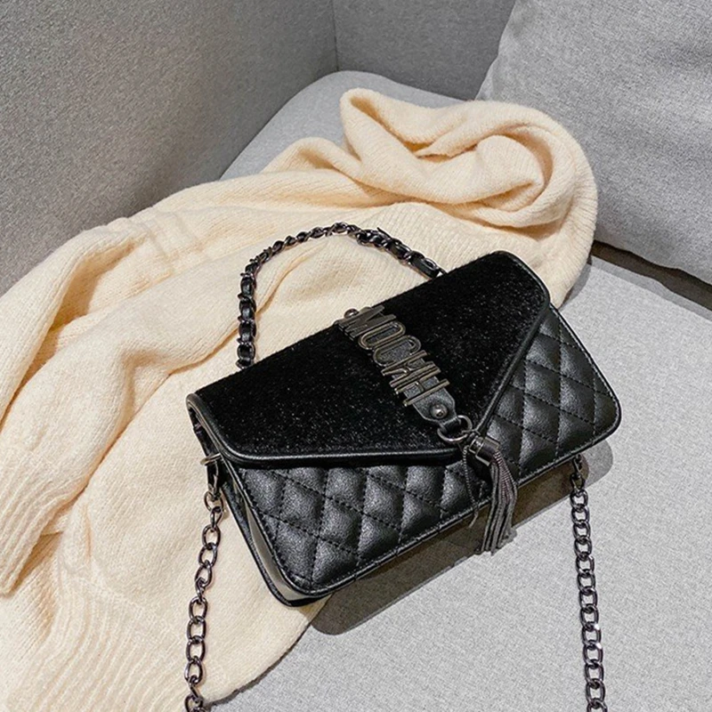 

Tassel Flap Crossbody Bags for Women 2019 Shoulder Bag Ladies Hangbags Chain Bag Sling Bag Solid Fashion Female Handbags