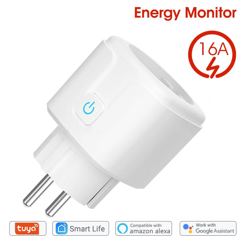 16A EU Smart Wifi power plug with power monitor Smart home Wifi wireless socket for Alexa Google Home Tuya App