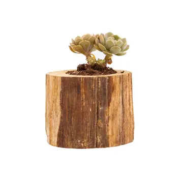 

Retro Wooden Pile Flower Pot Succulent Plant Potted Bonsai Planter Garden Decor