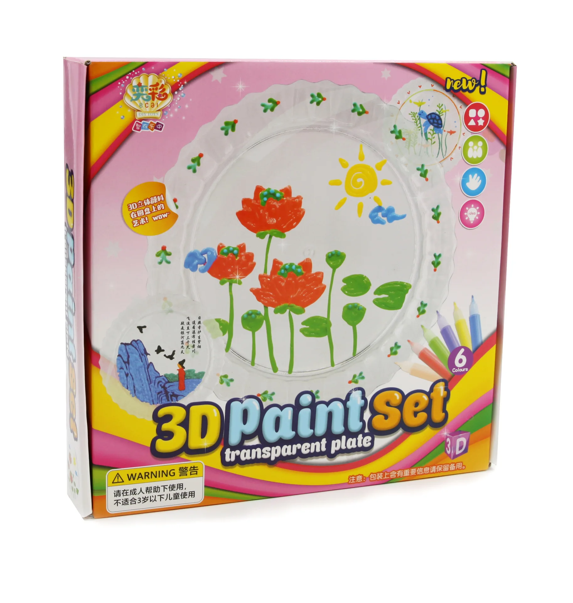 

Ecai 3D Creative round Plates Painting Children DIY Toy Graffiti Coloring Creative Coloured Drawing round Plates Sand Table Pain