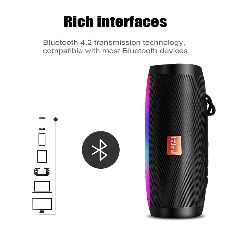 Беспроводной Bluetooth динамик 10 Вт сабвуфер звуковая панель Портативный Колонка открытый динамик с микрофоном Поддержка FM радио TF музыкальный плейер с интерфейсом USB
