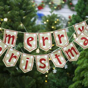 

Reusable Cloth Merry Christmas Decorations Craft Supplies Linen Hanging Flag Home Decor 120cmx18cm LXW Xmas Hanging Flag