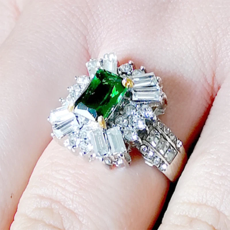 Античное женское кольцо, винтажное богемное, принцесса, огранка, натуральный кристалл, зеленый цвет, лунный камень, кольцо, женское ювелирное изделие, Панк Anilos Z5C126