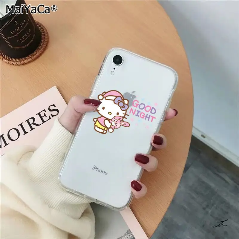 MaiYaCa милый Hello Kitty силиконовый чехол для телефона из ТПУ с принтом "для Apple iphone 11 pro 8 7 66S Plus iphone X XS MAX 5S SE XR крышка чехол для мобильного телефона