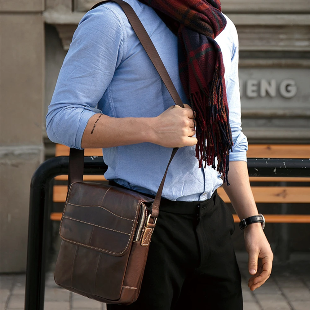 X. D. BOLO кожаная сумка на плечо, мужская сумка-мессенджер, натуральная кожа, мужская сумка, Винтажный дизайн, на молнии, сумки через плечо для мужчин s