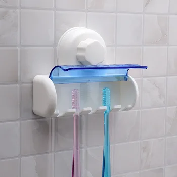 

2018 New Dust-proof Toothbrush Holder Bathroom Kitchen Family Holder for Toothbrushs Suction Holder Wall Stand Hook 5 Racks