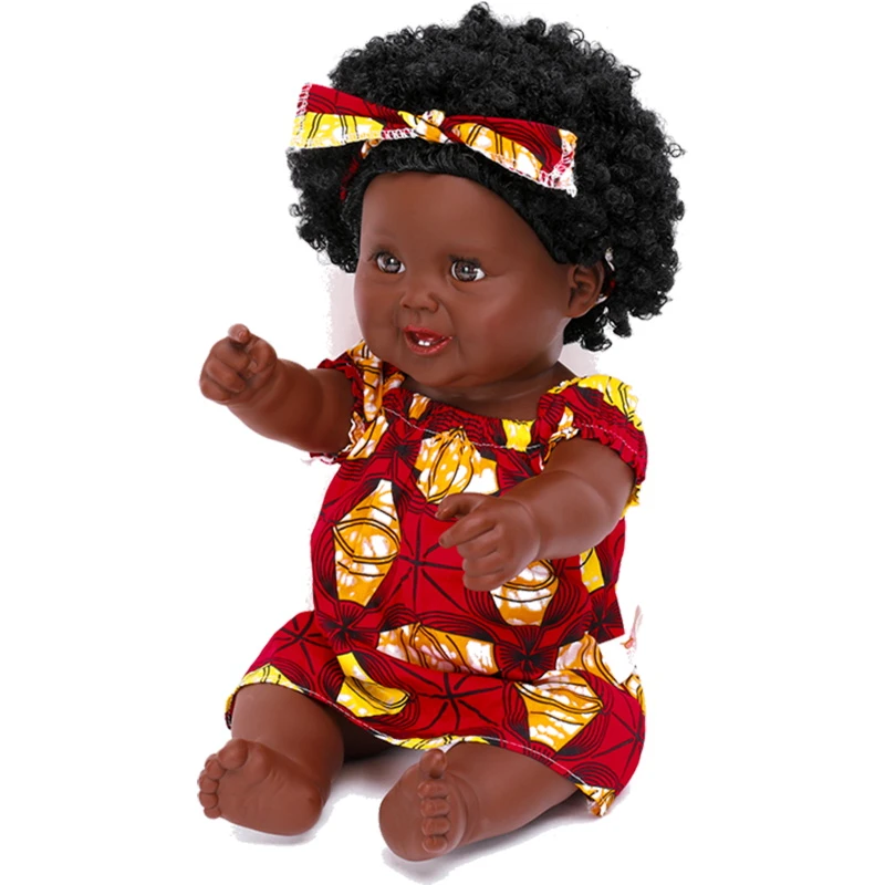 Poupee Reborn De 50cm Faite A La Main Pour Bebe Avec Cheveux Boucles Peau Noire Cadeau D Anniversaire Pour Enfant Aliexpress